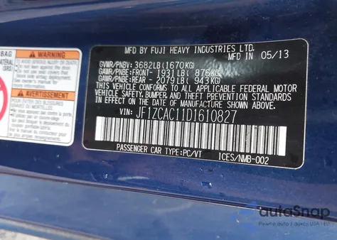 2013 Subaru Brz Limited из США, поврежденный, VIN JF1ZCAC11D1610827